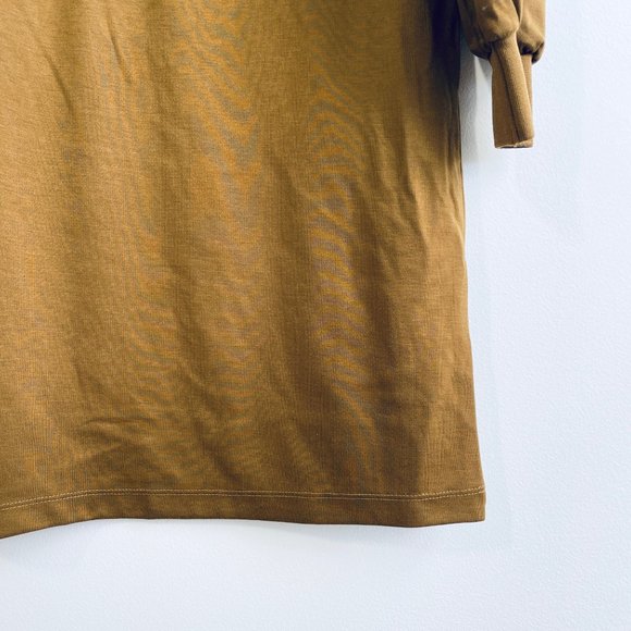 Who What Wear Medium Women's Long Sleeve Knit Ruffle Sheath Brown Mini Dress New - Picture 6 of 12